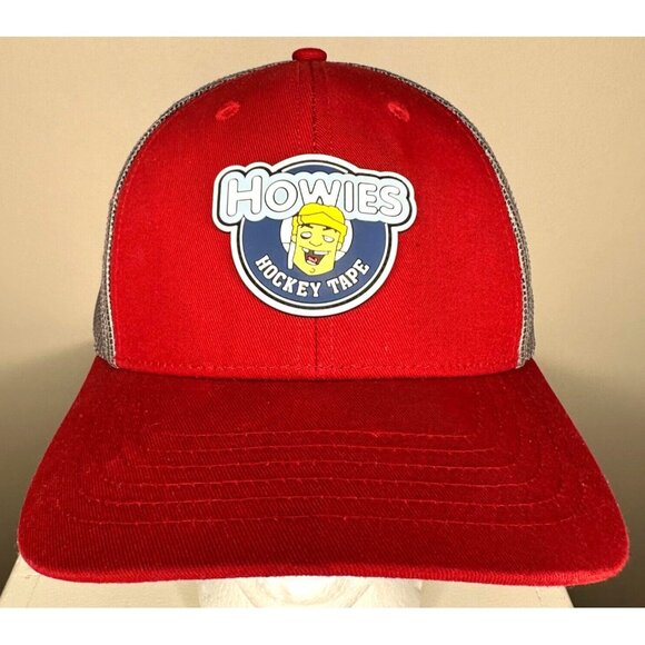Howies Hockey Tape Hat Trucker Cap Snapback Adjustable Mesh Back Red Gray - Picture 1 of 7